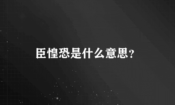 臣惶恐是什么意思？