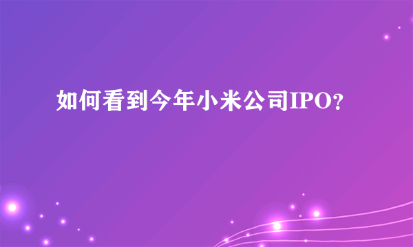 如何看到今年小米公司IPO？