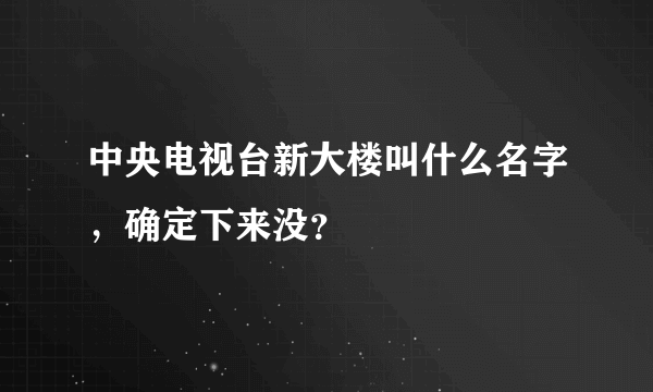 中央电视台新大楼叫什么名字，确定下来没？