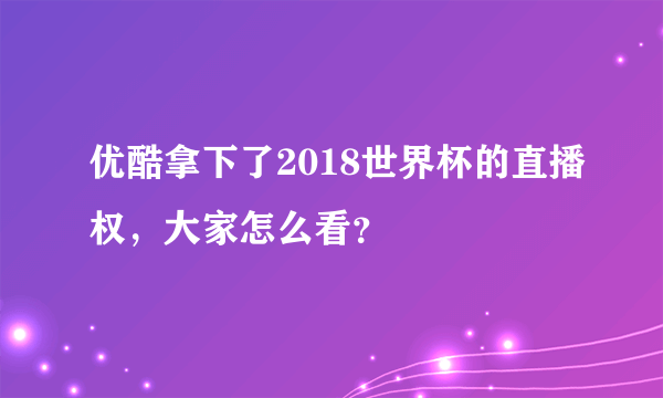 优酷拿下了2018世界杯的直播权，大家怎么看？