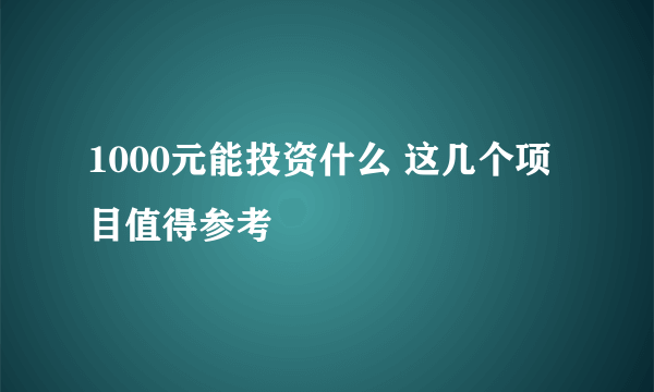 1000元能投资什么 这几个项目值得参考