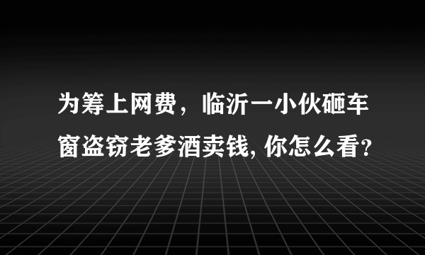 为筹上网费，临沂一小伙砸车窗盗窃老爹酒卖钱, 你怎么看？