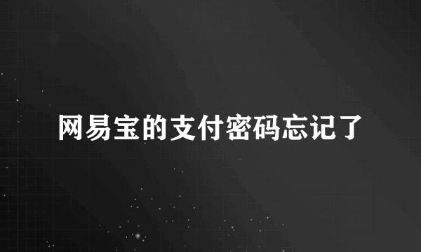 网易宝的支付密码忘记了