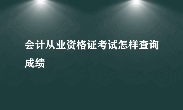 会计从业资格证考试怎样查询成绩