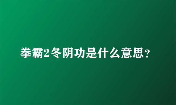 拳霸2冬阴功是什么意思？