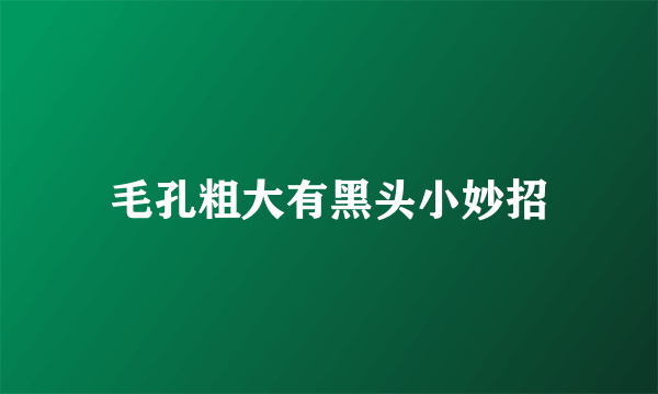 毛孔粗大有黑头小妙招