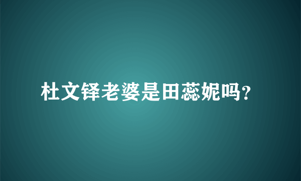 杜文铎老婆是田蕊妮吗？