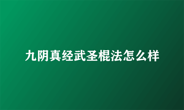 九阴真经武圣棍法怎么样