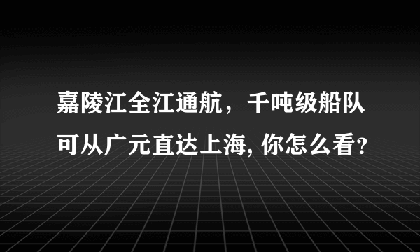 嘉陵江全江通航，千吨级船队可从广元直达上海, 你怎么看？