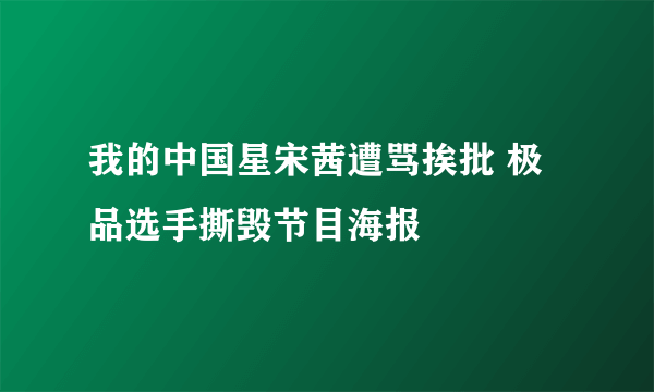 我的中国星宋茜遭骂挨批 极品选手撕毁节目海报