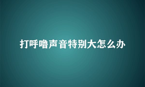 打呼噜声音特别大怎么办