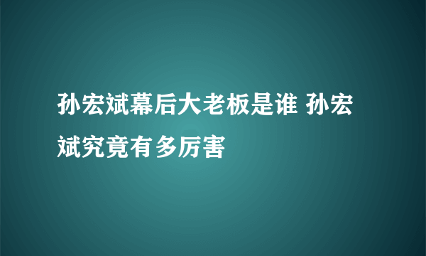 孙宏斌幕后大老板是谁 孙宏斌究竟有多厉害