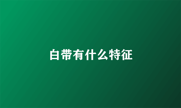 白带有什么特征