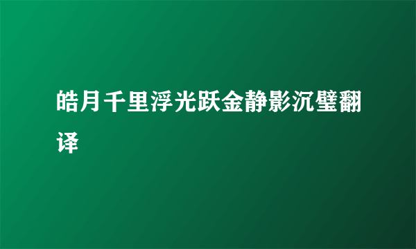 皓月千里浮光跃金静影沉璧翻译