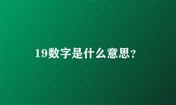 19数字是什么意思？