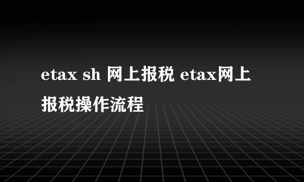 etax sh 网上报税 etax网上报税操作流程