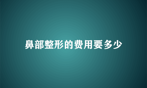 鼻部整形的费用要多少