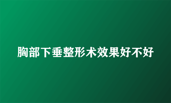 胸部下垂整形术效果好不好