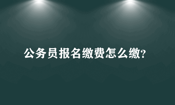 公务员报名缴费怎么缴？