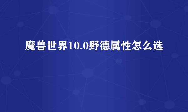 魔兽世界10.0野德属性怎么选