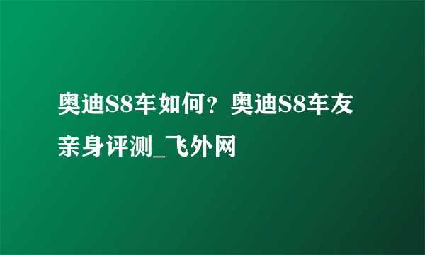 奥迪S8车如何？奥迪S8车友亲身评测_飞外网