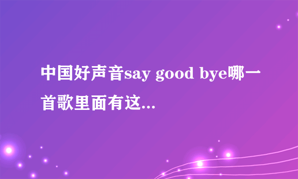 中国好声音say good bye哪一首歌里面有这歌词，急啊，兄弟帮帮忙