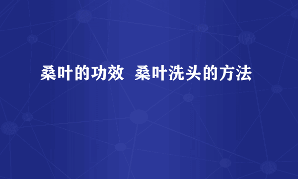 桑叶的功效  桑叶洗头的方法