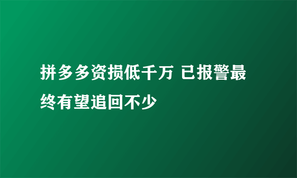 拼多多资损低千万 已报警最终有望追回不少