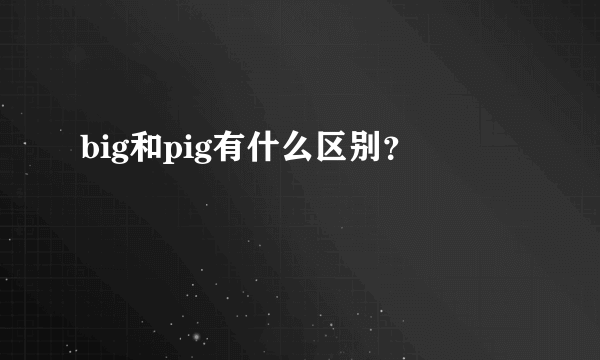 big和pig有什么区别？