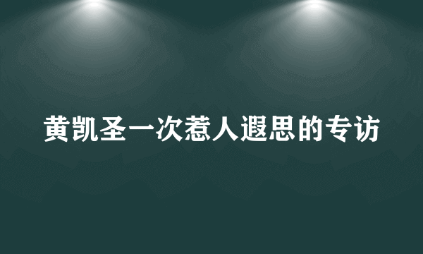 黄凯圣一次惹人遐思的专访