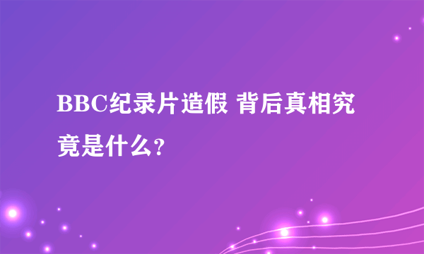 BBC纪录片造假 背后真相究竟是什么？