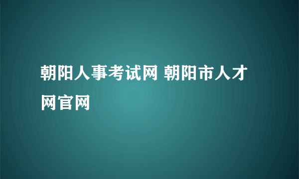 朝阳人事考试网 朝阳市人才网官网