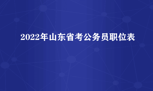 2022年山东省考公务员职位表