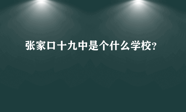 张家口十九中是个什么学校？