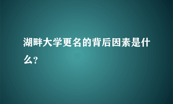 湖畔大学更名的背后因素是什么？