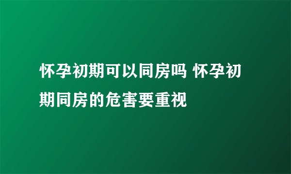 怀孕初期可以同房吗 怀孕初期同房的危害要重视