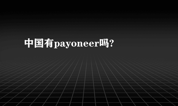 中国有payoneer吗?