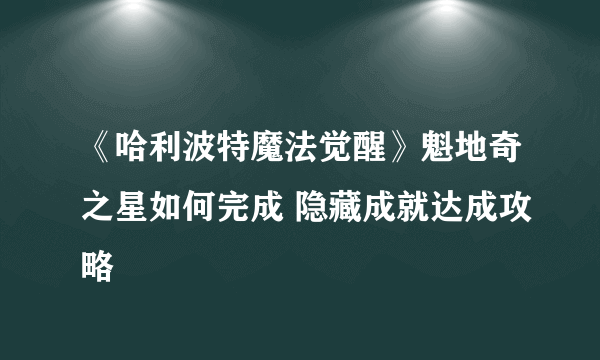 《哈利波特魔法觉醒》魁地奇之星如何完成 隐藏成就达成攻略