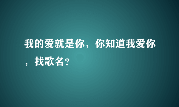 我的爱就是你，你知道我爱你，找歌名？