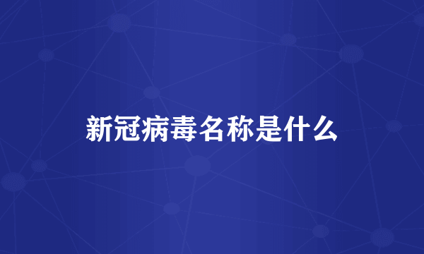 新冠病毒名称是什么