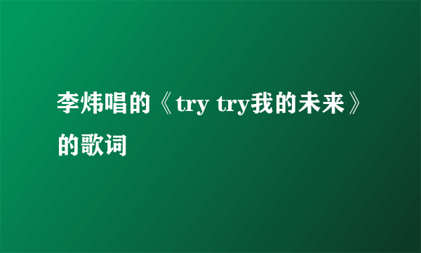 李炜唱的《try try我的未来》的歌词