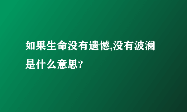 如果生命没有遗憾,没有波澜是什么意思?