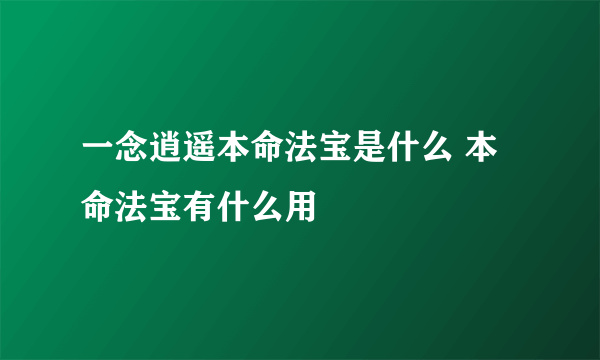 一念逍遥本命法宝是什么 本命法宝有什么用