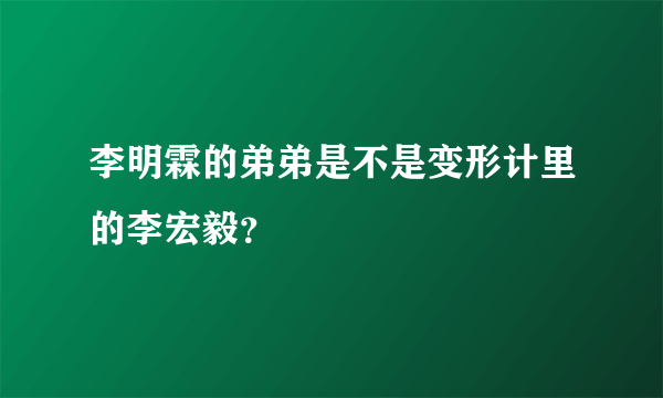 李明霖的弟弟是不是变形计里的李宏毅？