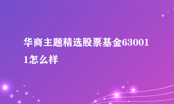 华商主题精选股票基金630011怎么样