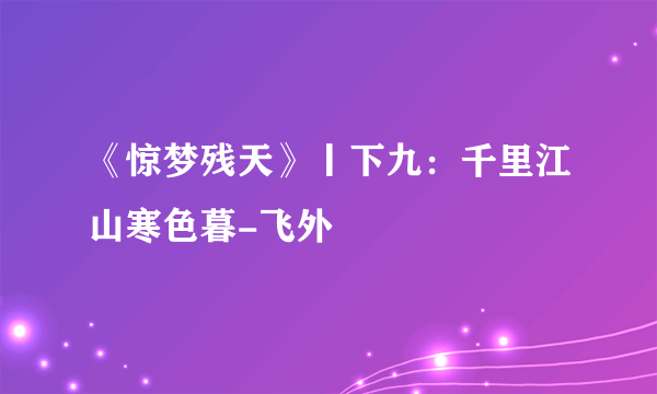 《惊梦残天》丨下九：千里江山寒色暮-飞外