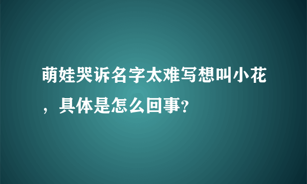 萌娃哭诉名字太难写想叫小花，具体是怎么回事？