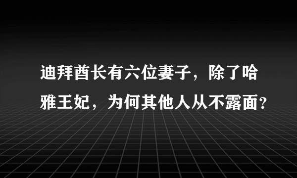 迪拜酋长有六位妻子，除了哈雅王妃，为何其他人从不露面？