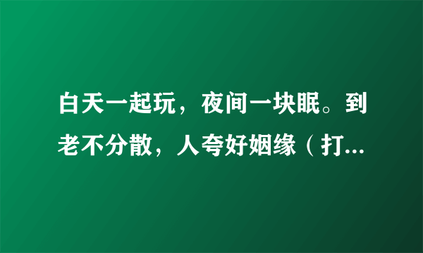 白天一起玩，夜间一块眠。到老不分散，人夸好姻缘（打一动物名）