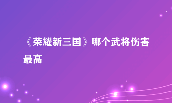 《荣耀新三国》哪个武将伤害最高